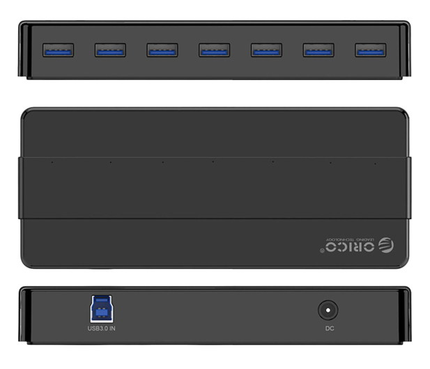 Orico 7x USB-A 3.0 - czarny - 1343436 - zdjęcie 2